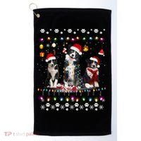 Xmas Lighting Matching Ugly Border Collie Dog Christmas Gift Golf Towel thumb 0