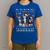 Xmas Lighting Matching Ugly Border Collie Dog Christmas Gift T-Shirt thumb 4