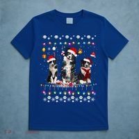 Xmas Lighting Matching Ugly Border Collie Dog Christmas Gift T-Shirt thumb 5