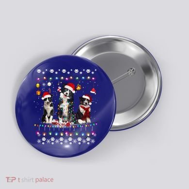 Xmas Lighting Matching Ugly Border Collie Dog Christmas Gift Button