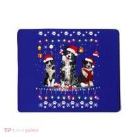Xmas Lighting Matching Ugly Border Collie Dog Christmas Gift Mousepad thumb 0