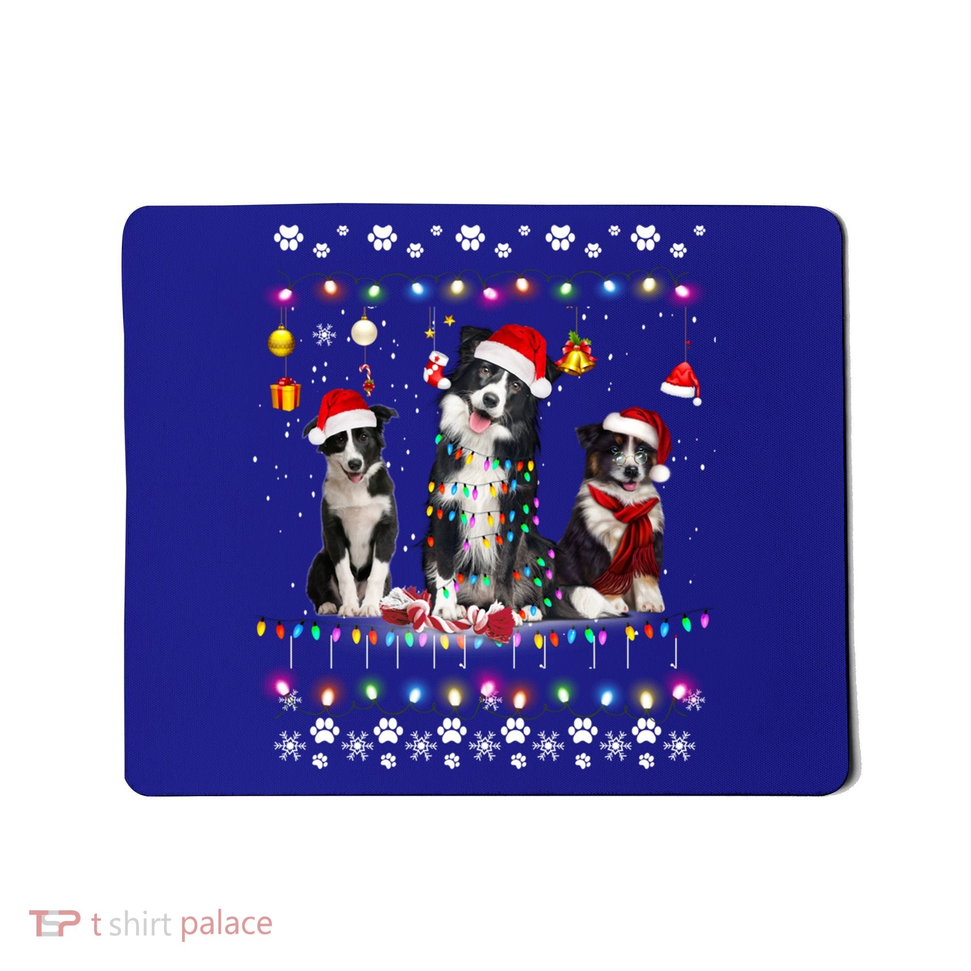 Xmas Lighting Matching Ugly Border Collie Dog Christmas Gift Mousepad