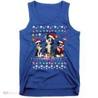 Xmas Lighting Matching Ugly Border Collie Dog Christmas Gift Tank Top thumb 0