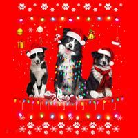 Xmas Lighting Matching Ugly Border Collie Dog Christmas Gift Santa Hat thumb 1
