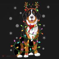 Xmas Lighting Reindeer Hat Bernese Mountain Dog Christmas Gift USA-Made Doggie Bandana thumb 2