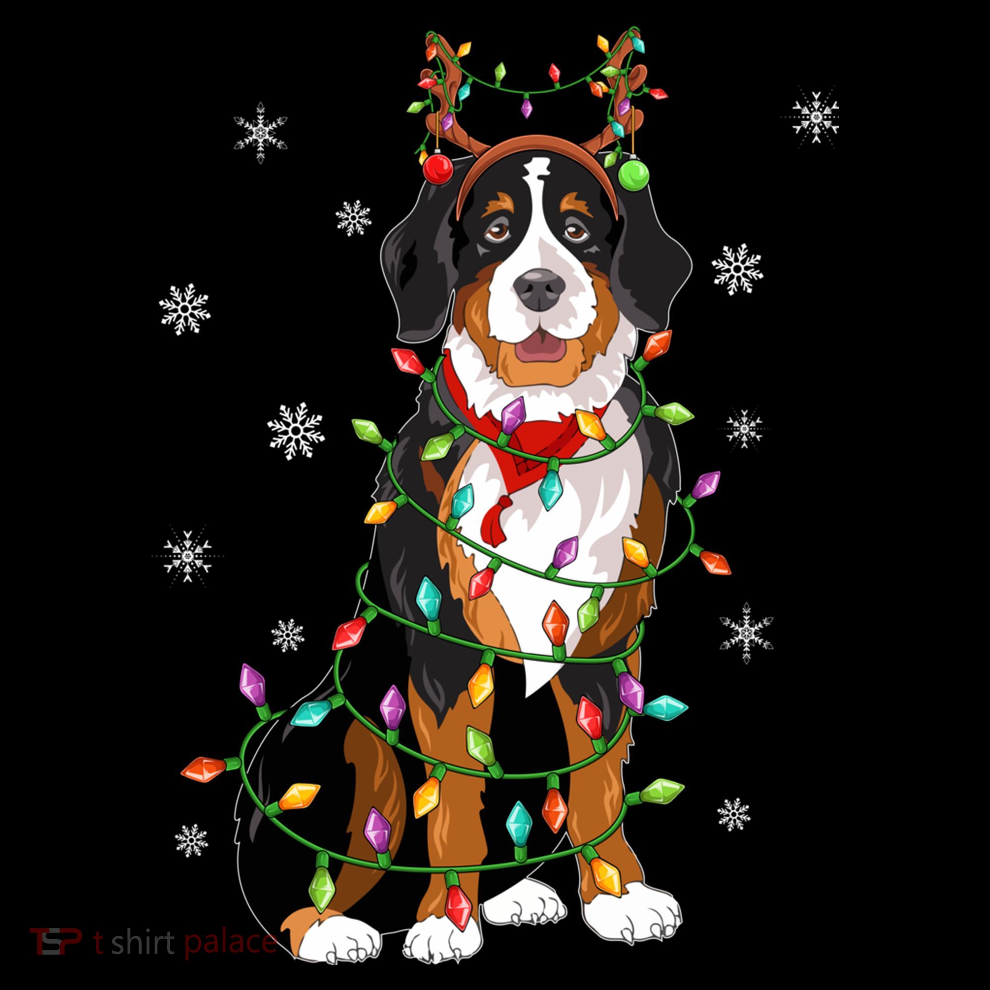 Xmas Lighting Reindeer Hat Bernese Mountain Dog Christmas Gift Coffee Mug