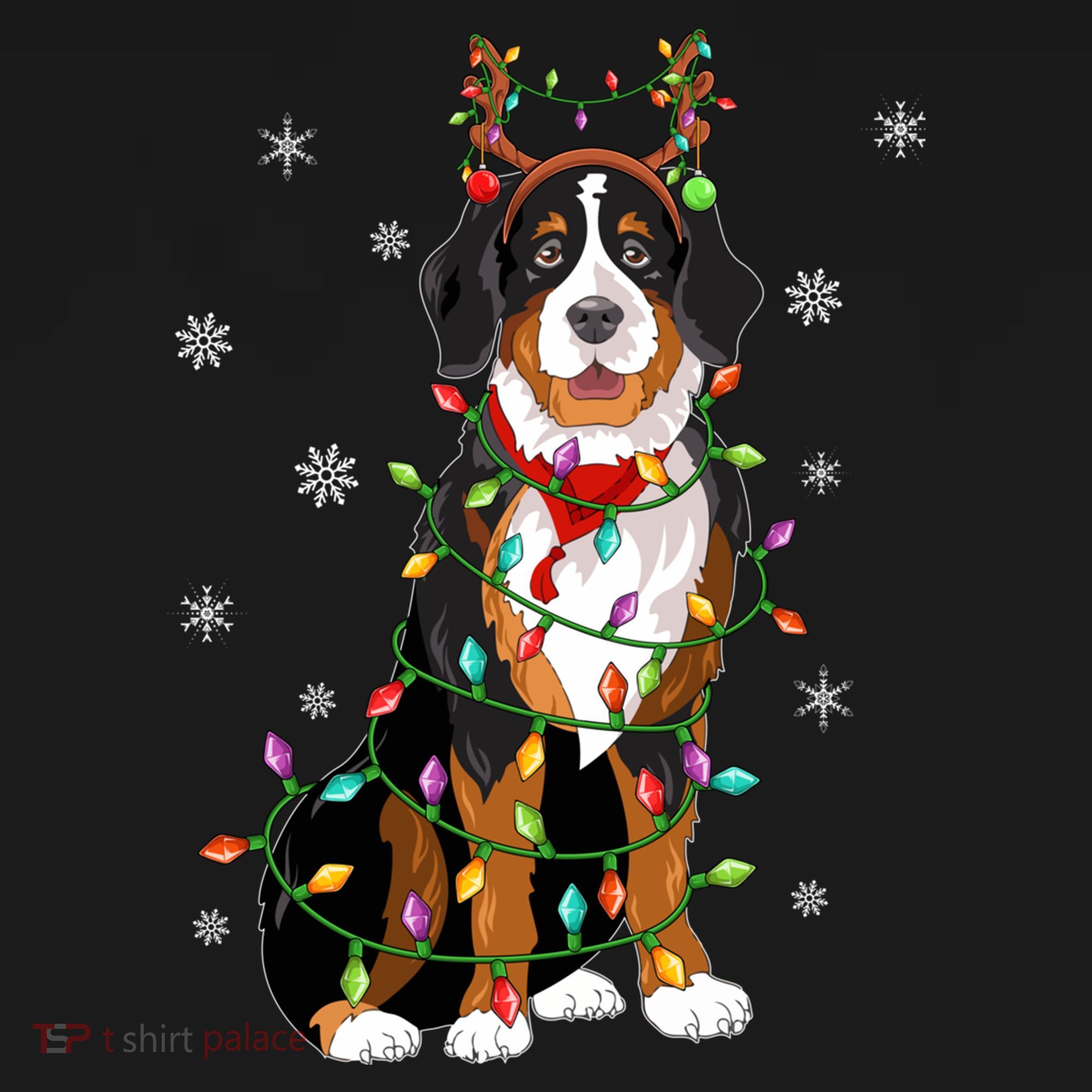 Xmas Lighting Reindeer Hat Bernese Mountain Dog Christmas Gift Pajama Set