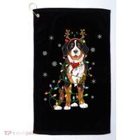 Xmas Lighting Reindeer Hat Bernese Mountain Dog Christmas Gift Golf Towel thumb 0
