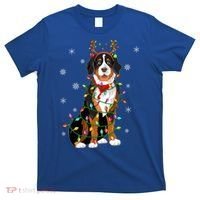 Xmas Lighting Reindeer Hat Bernese Mountain Dog Christmas Gift T-Shirt thumb 0