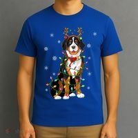 Xmas Lighting Reindeer Hat Bernese Mountain Dog Christmas Gift T-Shirt thumb 3
