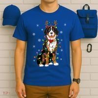 Xmas Lighting Reindeer Hat Bernese Mountain Dog Christmas Gift T-Shirt thumb 6