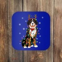Xmas Lighting Reindeer Hat Bernese Mountain Dog Christmas Gift Coaster thumb 0
