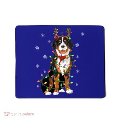 Xmas Lighting Reindeer Hat Bernese Mountain Dog Christmas Gift Mousepad