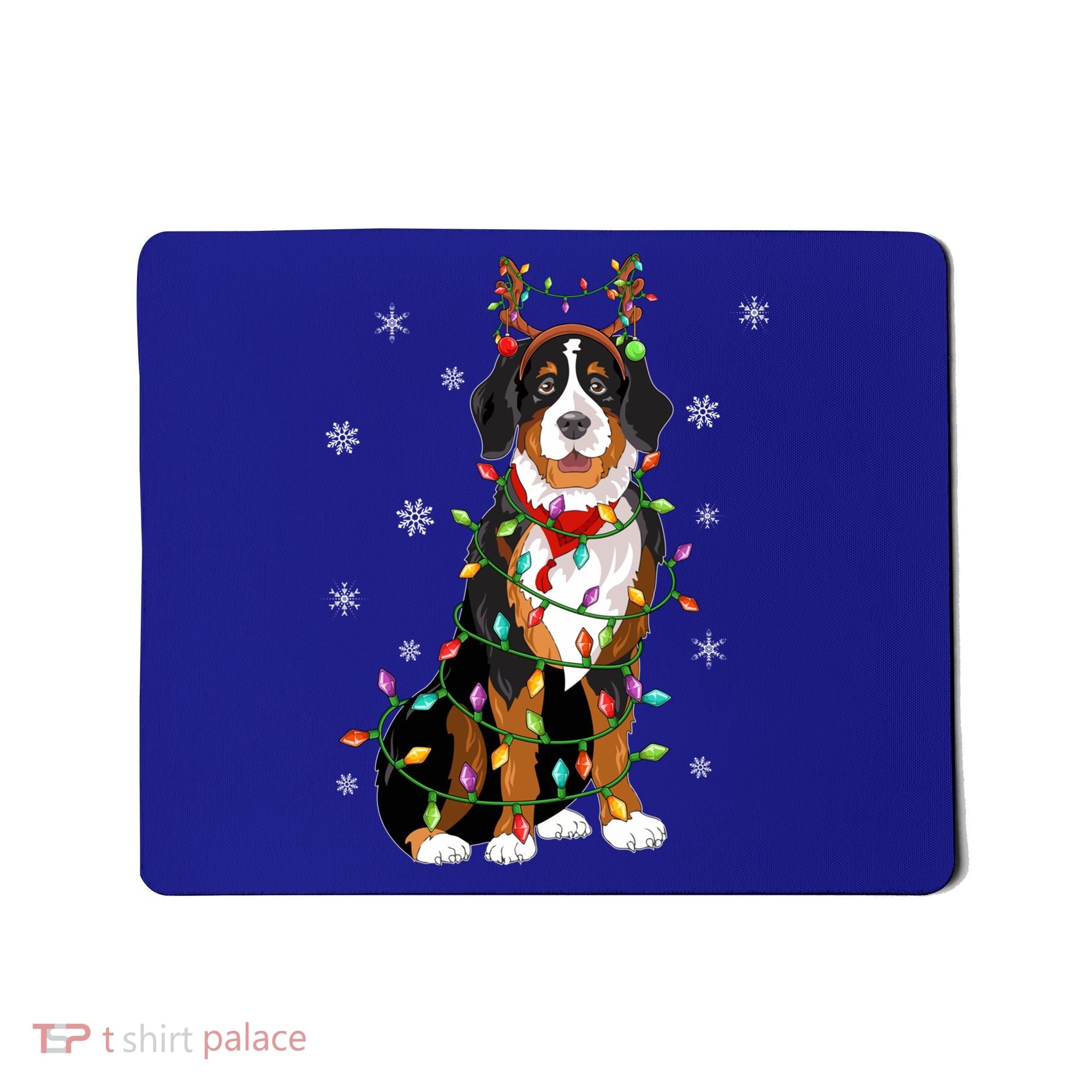 Xmas Lighting Reindeer Hat Bernese Mountain Dog Christmas Gift Mousepad