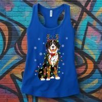 Xmas Lighting Reindeer Hat Bernese Mountain Dog Christmas Gift Women's Tank Top thumb 3