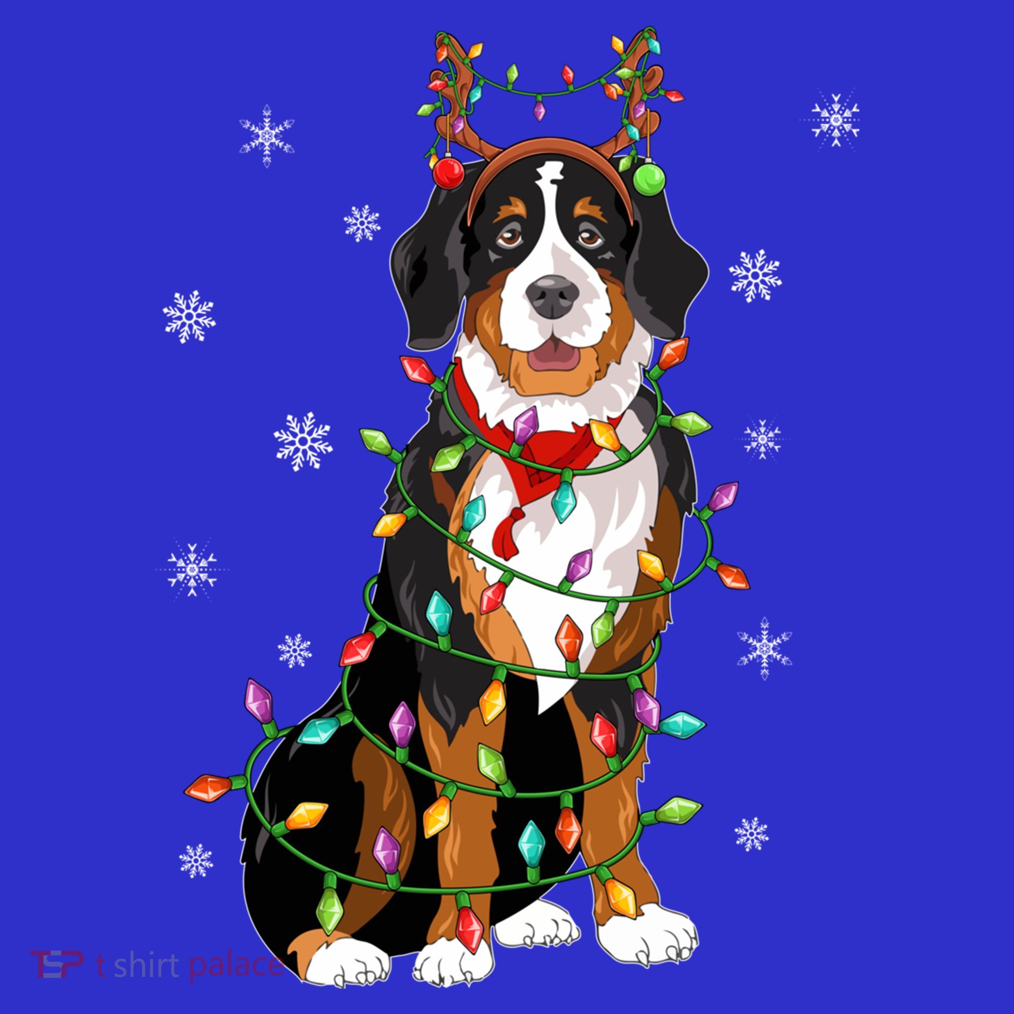 Xmas Lighting Reindeer Hat Bernese Mountain Dog Christmas Gift Baby Bodysuit