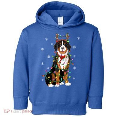 Xmas Lighting Reindeer Hat Bernese Mountain Dog Christmas Gift Toddler Hoodie