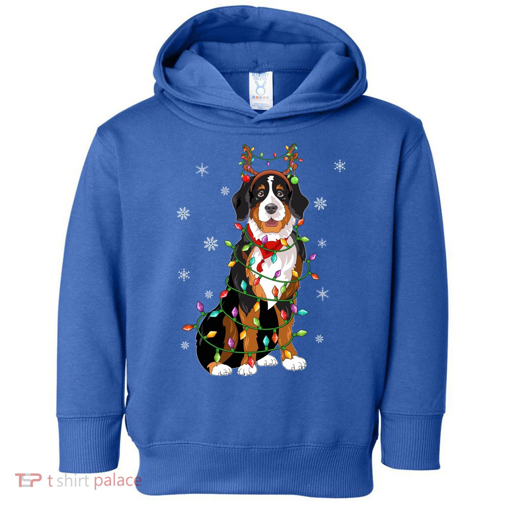 Xmas Lighting Reindeer Hat Bernese Mountain Dog Christmas Gift Toddler Hoodie