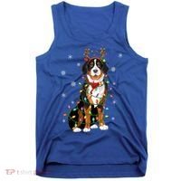 Xmas Lighting Reindeer Hat Bernese Mountain Dog Christmas Gift Tank Top thumb 0