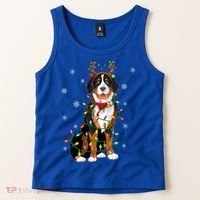 Xmas Lighting Reindeer Hat Bernese Mountain Dog Christmas Gift Tank Top thumb 2