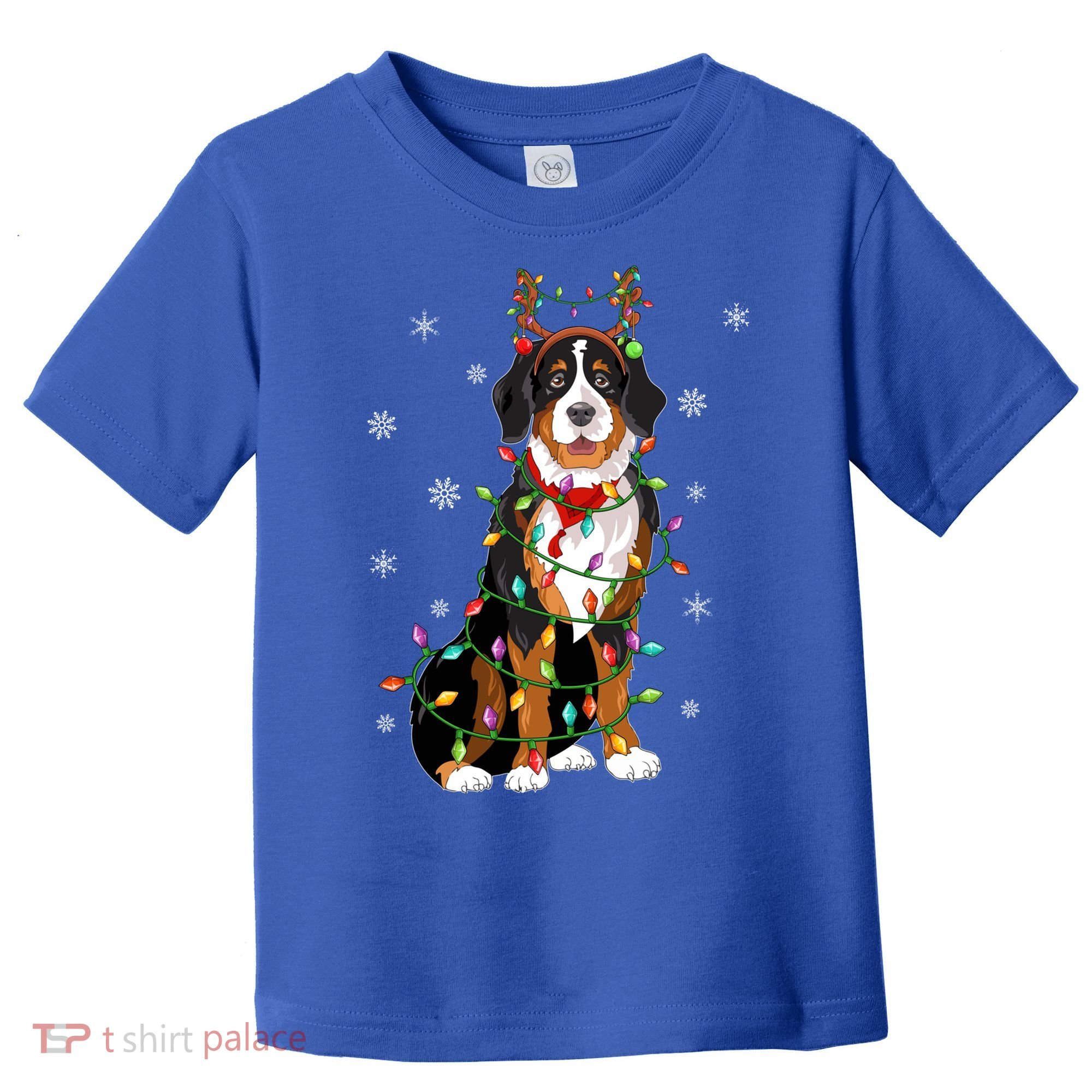 Xmas Lighting Reindeer Hat Bernese Mountain Dog Christmas Gift Toddler T-Shirt