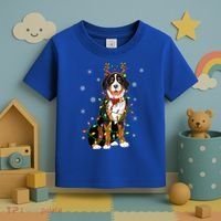 Xmas Lighting Reindeer Hat Bernese Mountain Dog Christmas Gift Toddler T-Shirt thumb 3