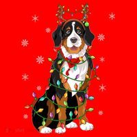 Xmas Lighting Reindeer Hat Bernese Mountain Dog Christmas Gift Santa Hat thumb 1