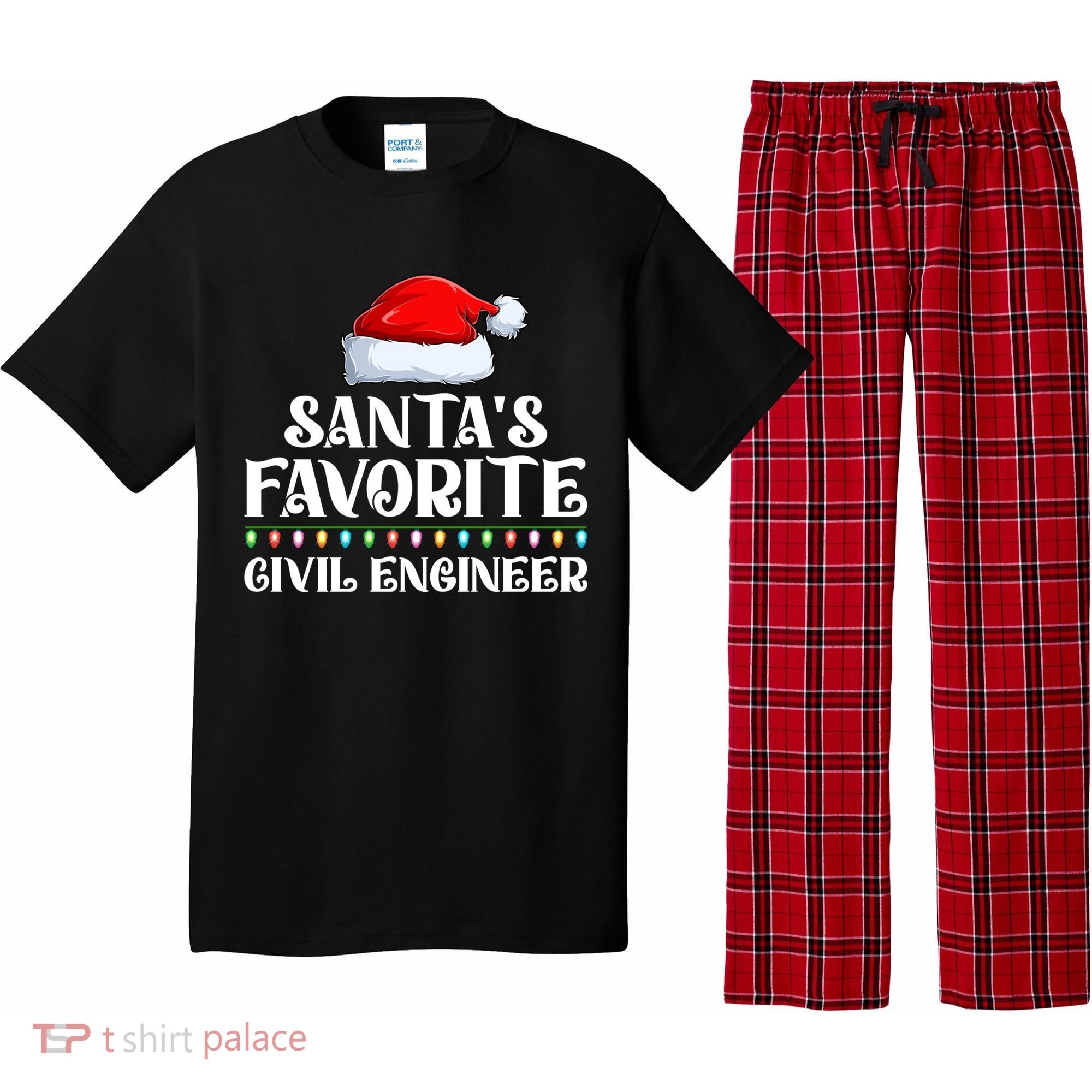 Xmas Lights SantaS Favorites Civil Engineer Christmas Gift Pajama Set
