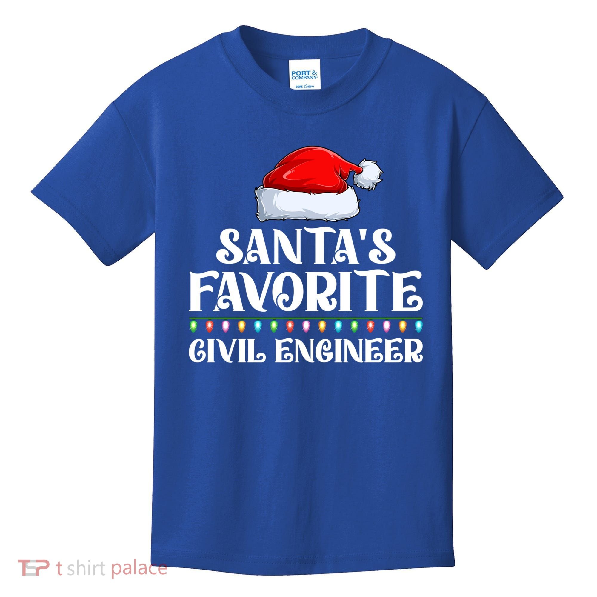 Xmas Lights SantaS Favorites Civil Engineer Christmas Gift Kids T-Shirt