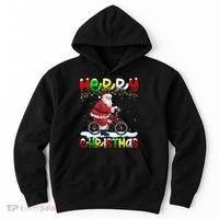Xmas Lighting Santa Cycling Merry Christmas Hoodie thumb 0