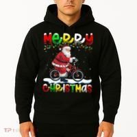 Xmas Lighting Santa Cycling Merry Christmas Hoodie thumb 2