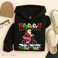 Xmas Lighting Santa Cycling Merry Christmas Hoodie thumb 4