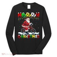 Xmas Lighting Santa Cycling Merry Christmas Long Sleeve Shirt thumb 0