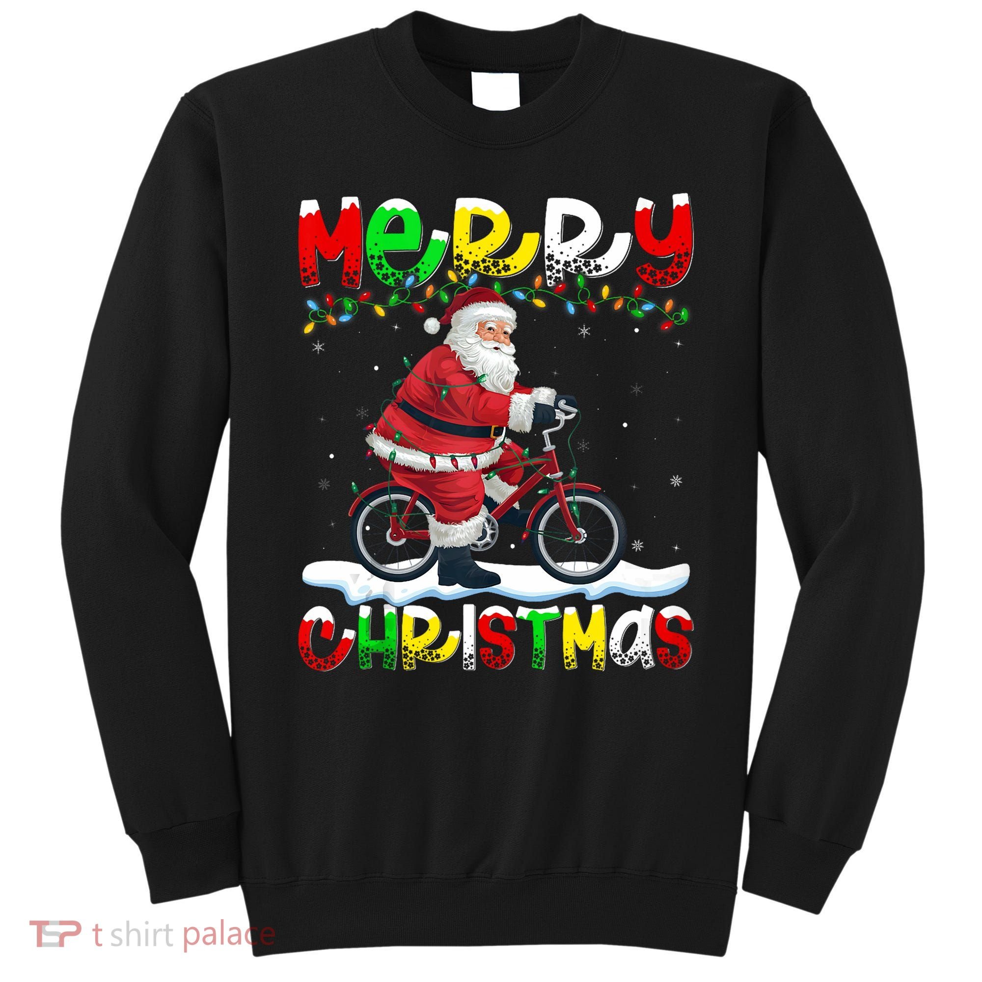 Xmas Lighting Santa Cycling Merry Christmas Sweatshirt