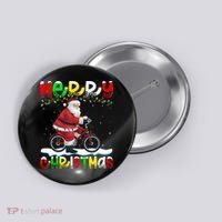 Xmas Lighting Santa Cycling Merry Christmas Button thumb 0