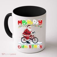 Xmas Lighting Santa Cycling Merry Christmas Coffee Mug thumb 0