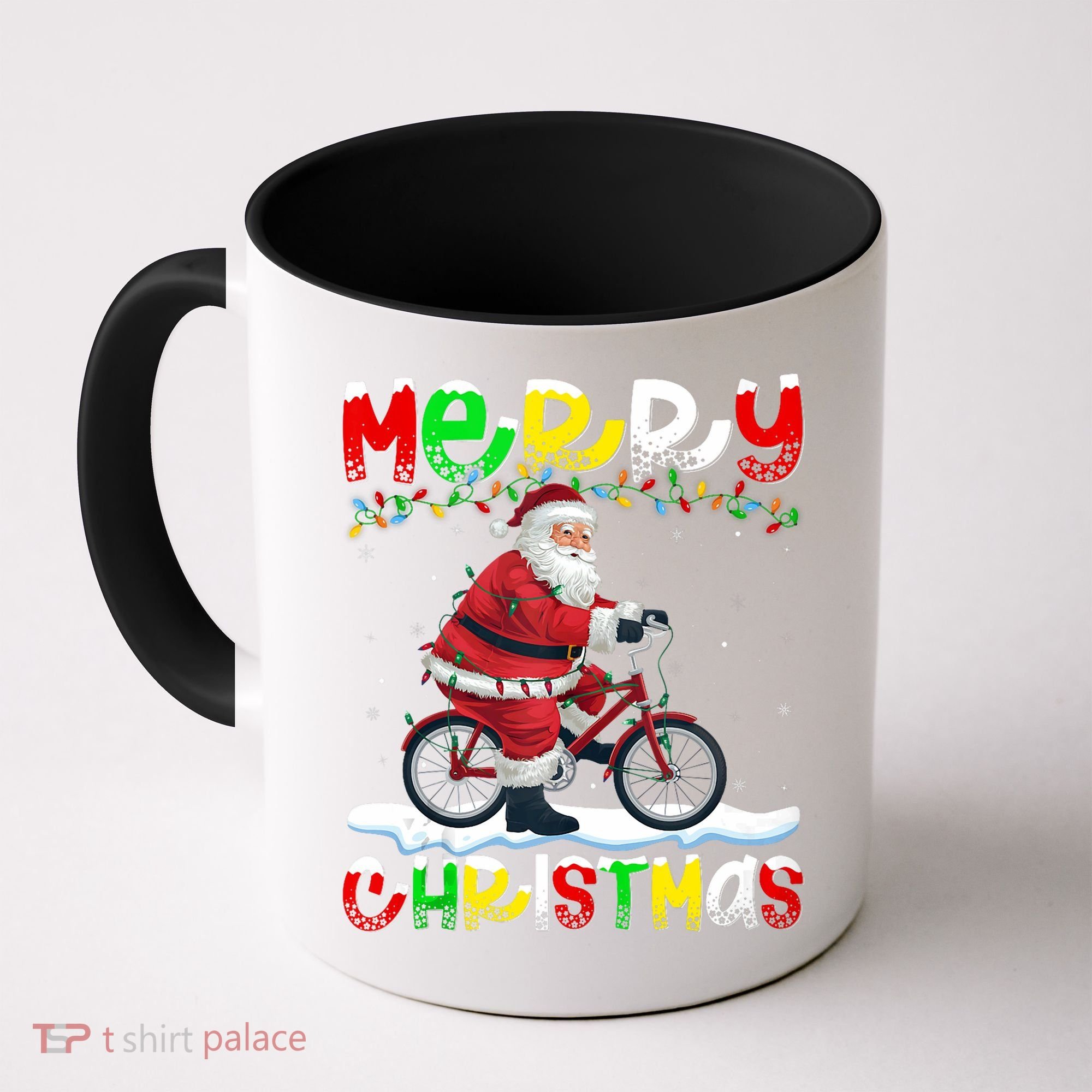 Xmas Lighting Santa Cycling Merry Christmas Coffee Mug