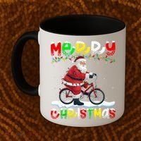 Xmas Lighting Santa Cycling Merry Christmas Coffee Mug thumb 2