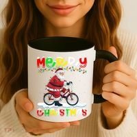 Xmas Lighting Santa Cycling Merry Christmas Coffee Mug thumb 3