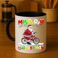 Xmas Lighting Santa Cycling Merry Christmas Coffee Mug thumb 4