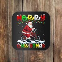 Xmas Lighting Santa Cycling Merry Christmas Coaster thumb 0