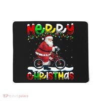 Xmas Lighting Santa Cycling Merry Christmas Mousepad thumb 0