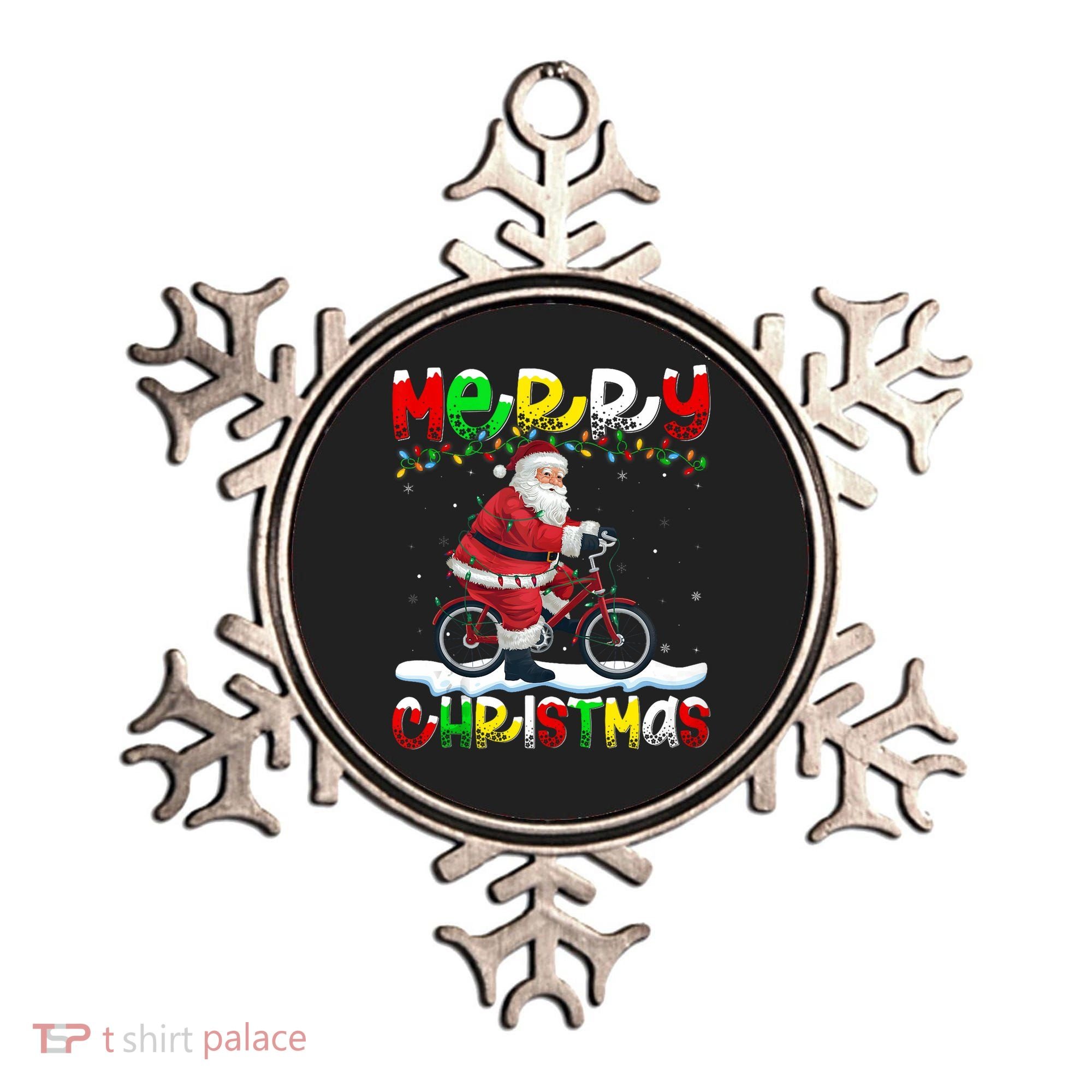 Xmas Lighting Santa Cycling Merry Christmas Ornament