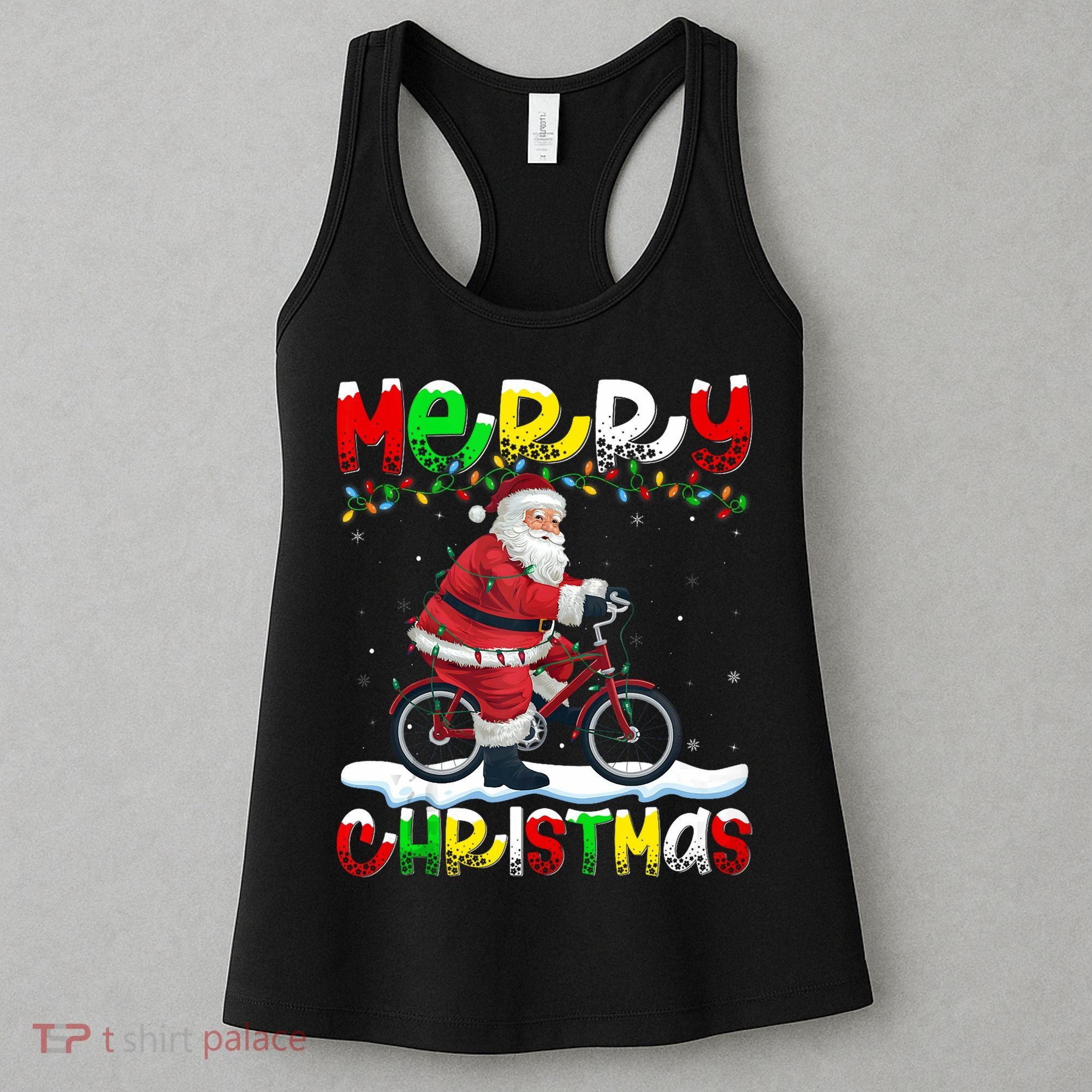 Xmas Lighting Santa Cycling Merry Christmas Women's Tank Top