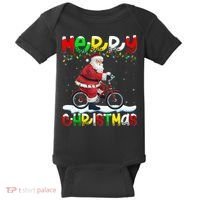 Xmas Lighting Santa Cycling Merry Christmas Baby Bodysuit thumb 0