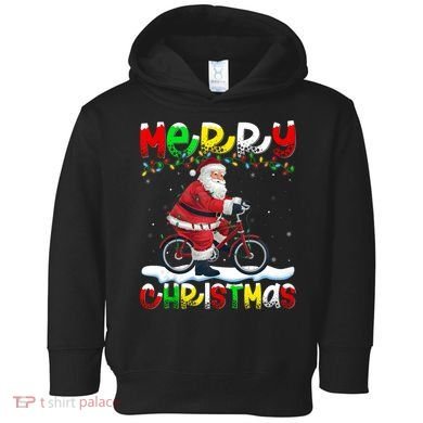 Xmas Lighting Santa Cycling Merry Christmas Toddler Hoodie