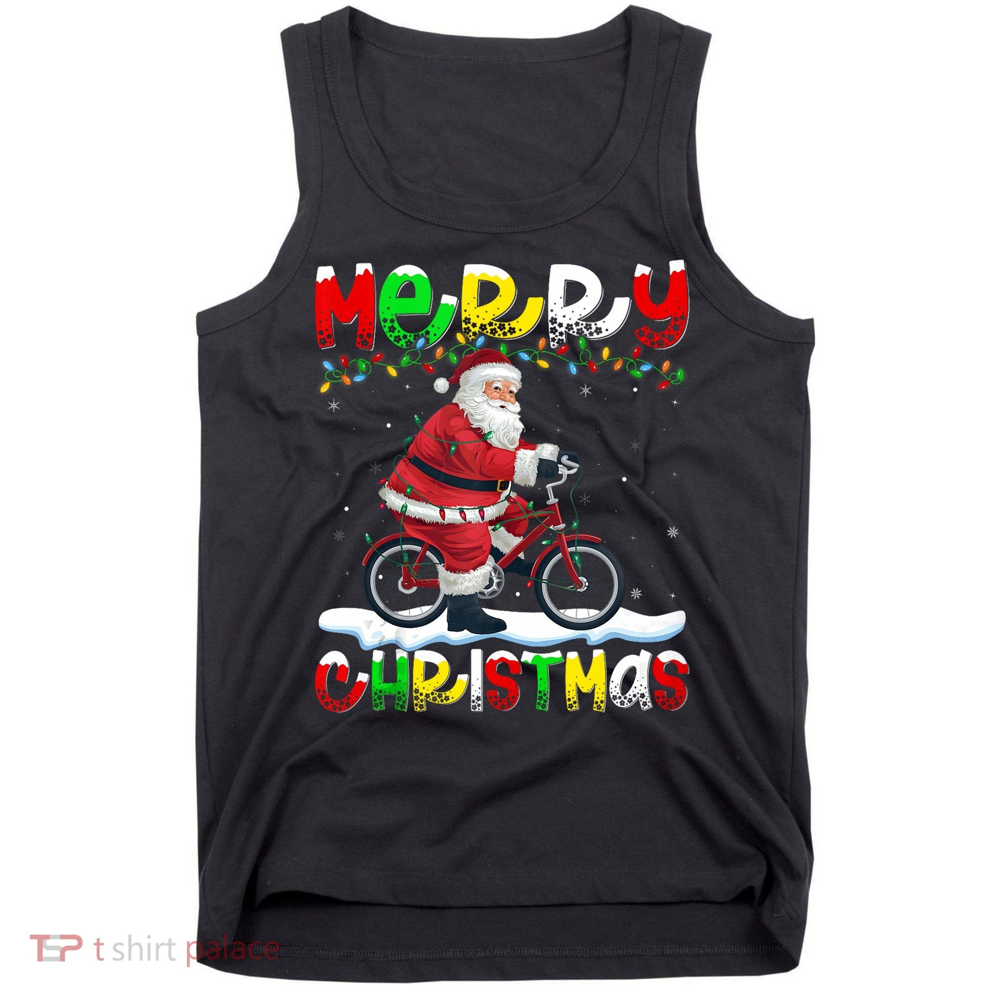 Xmas Lighting Santa Cycling Merry Christmas Tank Top