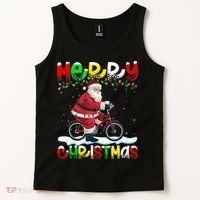 Xmas Lighting Santa Cycling Merry Christmas Tank Top thumb 2