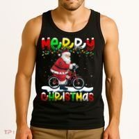 Xmas Lighting Santa Cycling Merry Christmas Tank Top thumb 3