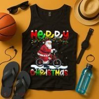 Xmas Lighting Santa Cycling Merry Christmas Tank Top thumb 4